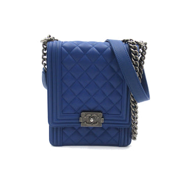 CHANEL BOY  ChainShoulder Blue Lambskin [sheep leather] AS0130