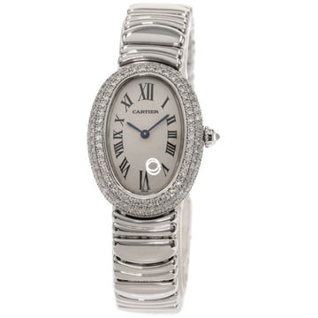 CARTIER WB5097L2 Baignoire Maker Complete Bezel Double Diamond Watch K18 White Gold K18WG Women's