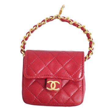 CHANEL Pouch Bag Cocomark Matrasse Chain Lambskin Leather Ladies Red