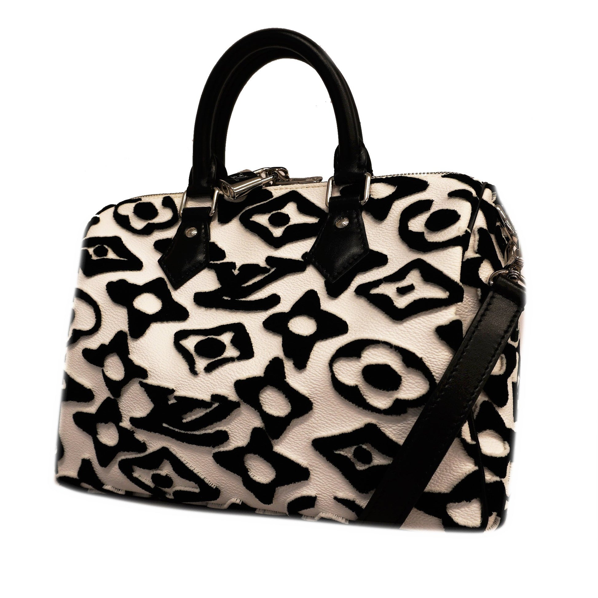 Louis Vuitton White/Black Urs Fischer Tufted Monogram Speedy Bandouliere 25  Bag