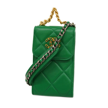 CHANELAuth  Women's Bag Accessory Green Smartphone case  1.9 gold hardware