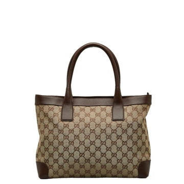 GUCCI GG Canvas Tote Bag Shoulder 0021119 Beige Brown Leather Women's