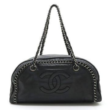 CHANEL Luxury Line Coco Mark Boston Bag Shoulder Leather Black A31405