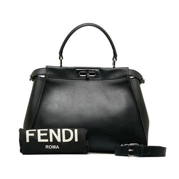 FENDI Peekaboo Monster Handbag Shoulder Bag 8BN290 Black Leather Women's