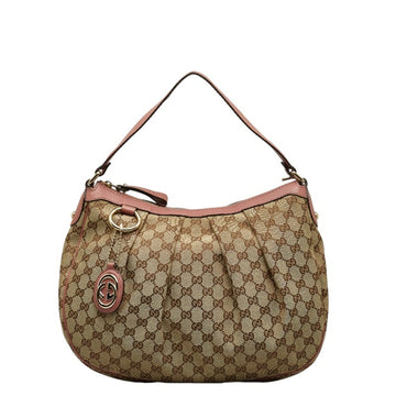 GUCCI GG Canvas Shoulder Bag One 232955 Beige Pink Leather Women's