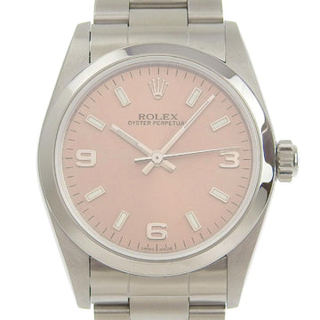 ROLEX Oyster Perpetual 77080 Stainless Steel Automatic Boys Pink Dial Watch