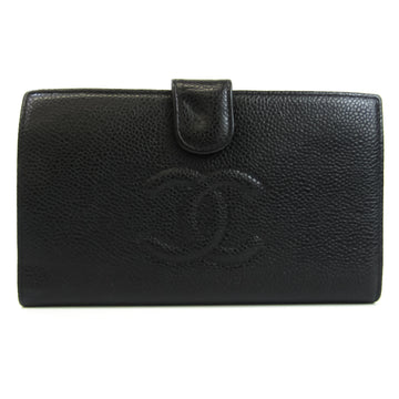 Chanel Coco Mark A13498 Women's Caviar Leather,Leather Long Wallet (bi-fold) Black