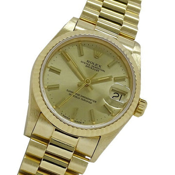 ROLEX Datejust 68278 87 Series Wristwatch Boys Automatic Winding AT 750YG 18K Solid Gold Yellow Polished