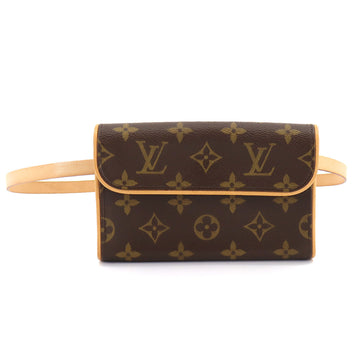 LOUIS VUITTON Monogram Pochette Florentine Waist Pouch Belt Bag Brown M51855 Gold Hardware