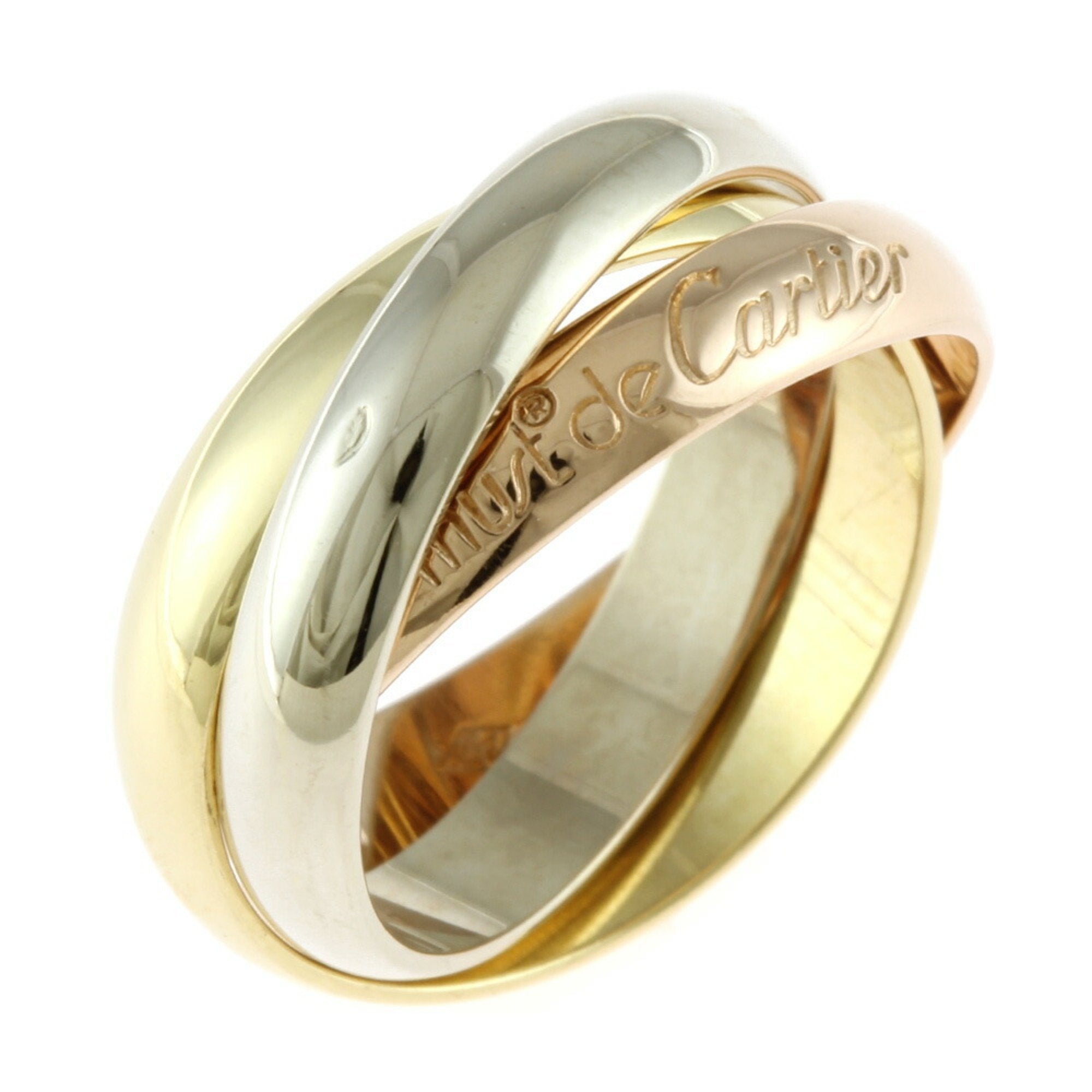 CARTIER K18YG WG PG Ring Trinity Triple 3 Color 50 9.5 Gold Pink L