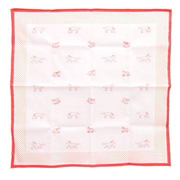 HERMES Handkerchief Adada Rose Lira Cotton Horse Dot Scarf Muffler Carre