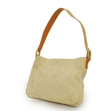 CELINE Shoulder Bag C Macadam Suede Ivory Gold Hardware Women's