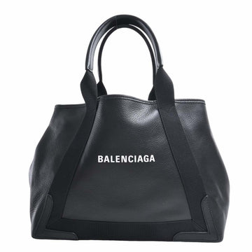 BALENCIAGA Leather Navy Hippo M Tote Bag 581292 Black Ladies