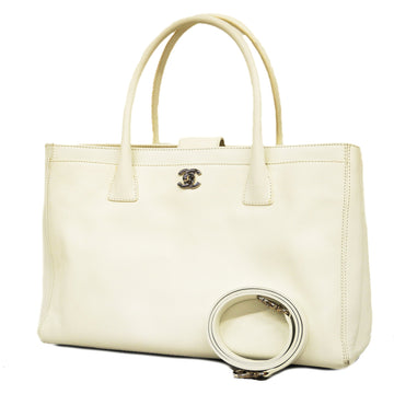 CHANELAuth  2WAY Bag Executive Tote Women's Leather White