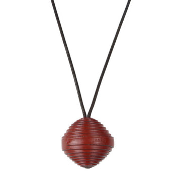 HERMES JOJOBA jojoba necklace leather brown series bowl H stamp