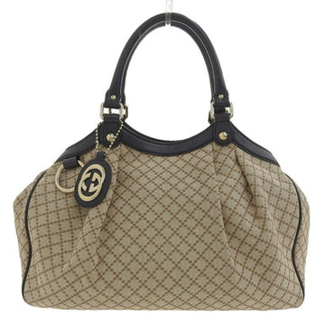 Gucci Bag Women's Handbag Diamante Sookie Interlocking G Canvas Beige Black 211944