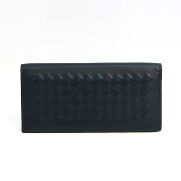 Bottega Veneta Intrecciato Men's Leather Long Bill Wallet (bi-fold) Navy