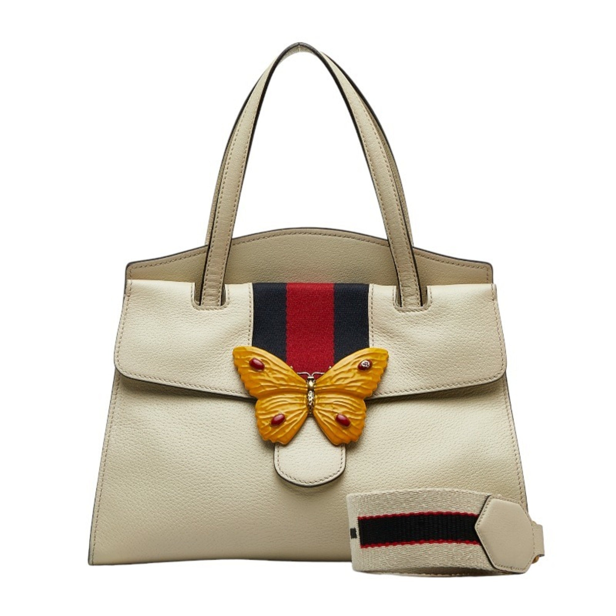 GUCCI Totem Butterfly Handbag Shoulder Bag 505344 White