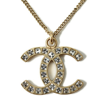 Chanel necklace pendant CHANEL here mark CC rhinestone gold