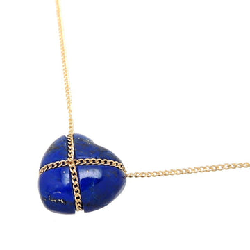 TIFFANY Chain Cross Heart Lapis Lazuli Women's Necklace K18 Yellow Gold
