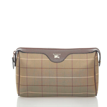 Burberry check second bag khaki brown canvas leather men BURBERRY