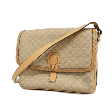 Celine Shoulder Bag Macadam PVC Beige Gold metal