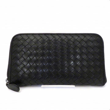 BOTTEGA VENETA Intrecciato 114076 V00 1N Round Zipper Long Wallet Unisex