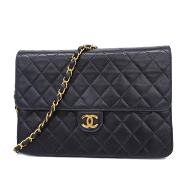 CHANEL Shoulder Bag Matelasse Chain Lambskin Black Women's