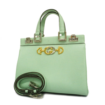 Gucci 2WAY bag 569712 leather light green silver metal