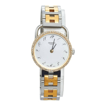 HERMES Arceau Combi Watch Quartz White Dial Stainless Steel Plated Women's