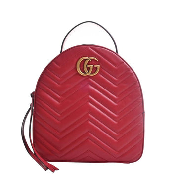 GUCCI GG Marmont Leather Backpack Rucksack 476671 Red Women's
