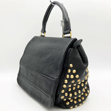 MCM Handbag Tote Bag Leather Studded Black Gold Ladies Men's Fashion