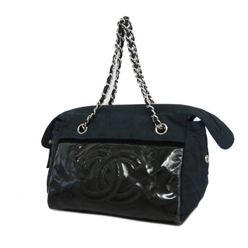 Chanel Matelasse Shoulder Bag Chain Shoulder Velor Women's Patent Leather,Nylon Shoulder Bag Black