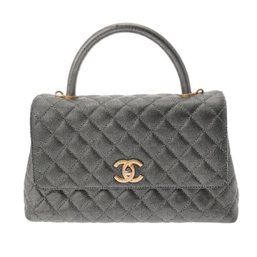 CHANEL Matelasse 29 Silver/Black Tone A92991 Women's Caviar Skin Bag