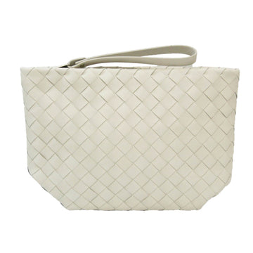 BOTTEGA VENETA Intrecciato Women's Leather Clutch Bag Off-white