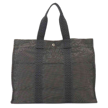 HERMES ale line tote GM bag canvas gray silver metal fittings Herline