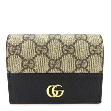 GUCCI Bifold Wallet Compact 658610 GG Supreme Marmont Leather Beige Black Accessories Ladies  beige gold