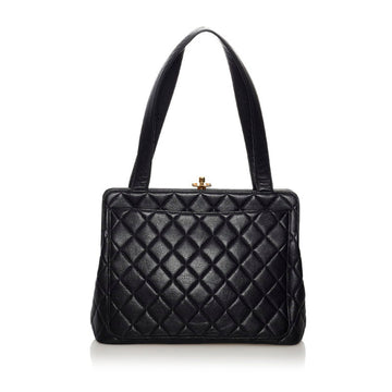 Chanel matelasse coco mark shoulder bag black caviar skin ladies