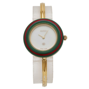 GUCCI Change Bezel White Dial GP Ladies Quartz Watch 1100-L