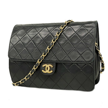 CHANEL Shoulder Bag Matelasse Chain Lambskin Black Women's