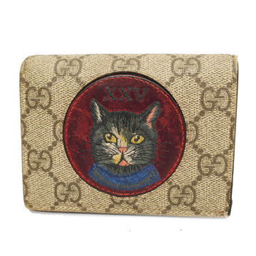 GUCCIAuth  GG Supreme Mystic Cat 499380 Women's Wallet [bi-fold] Beige