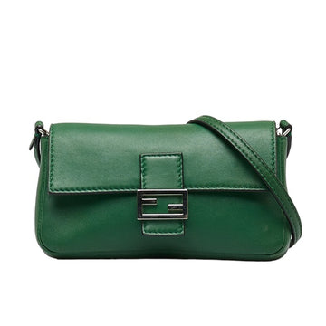 FENDI Micro Bucket Handbag Shoulder Bag 8M0354 Green Leather Ladies