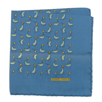 HERMES Neckerchief Sea Lion Motif Scarf Muffler Silk Women's