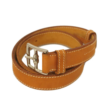 HERMESAuth  Etriviere 65 E Engraved Silver Metal Fittings Leather Belt Brown