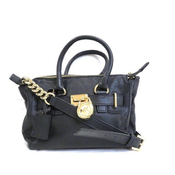 MICHAEL KORS black leather bag shoulder ladies