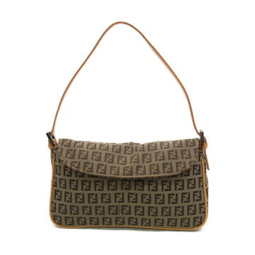 FENDI Shoulder Bag Beige canvas leather