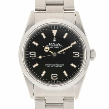 ROLEX Explorer 1 Single Breath Tritium 14270 Men's SS Watch Self-winding Black Dial