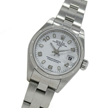 ROLEX Oyster Perpetual Date 79190 Y No. Watch Ladies Automatic Winding AT Stainless Steel SS Silver White Polished