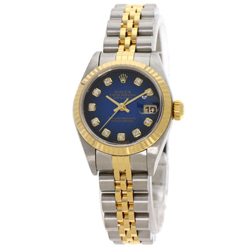 ROLEX 79173G Datejust 10P Diamond Blue Gradient Watch Stainless Steel/SSxK18YG Women's