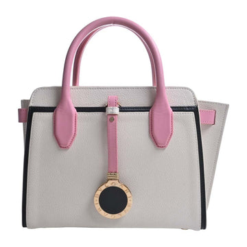BVLGARI Alba Leather Handbag 287999 White Pink Ladies